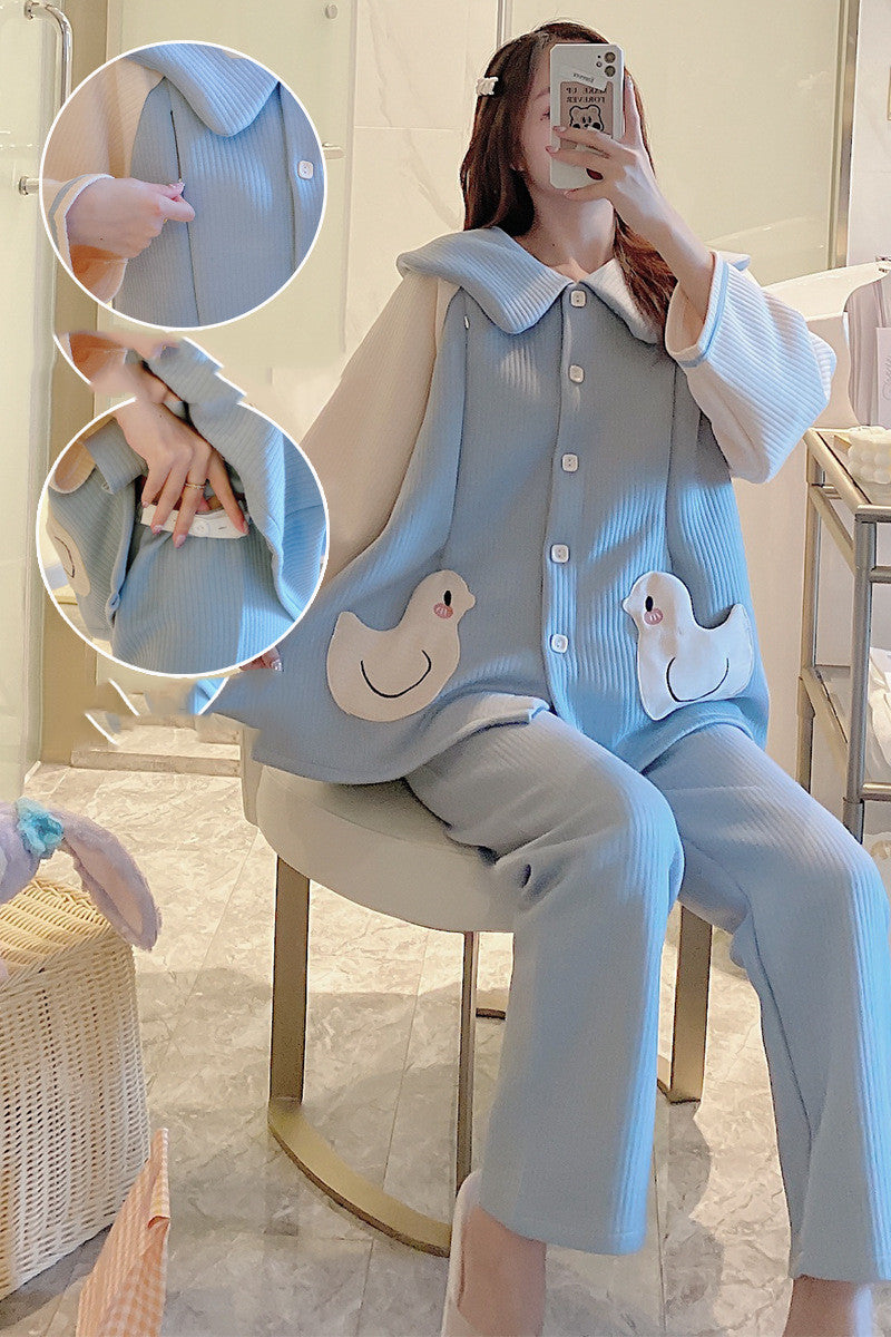 Maternity Pajamas Cotton Zipper Clothing