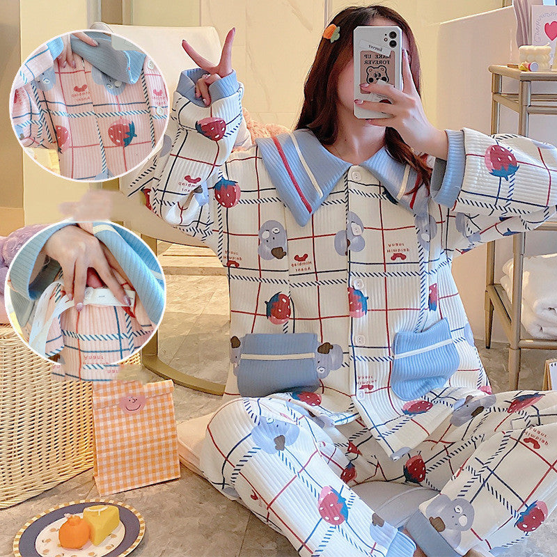 Maternity Pajamas Cotton Zipper Clothing