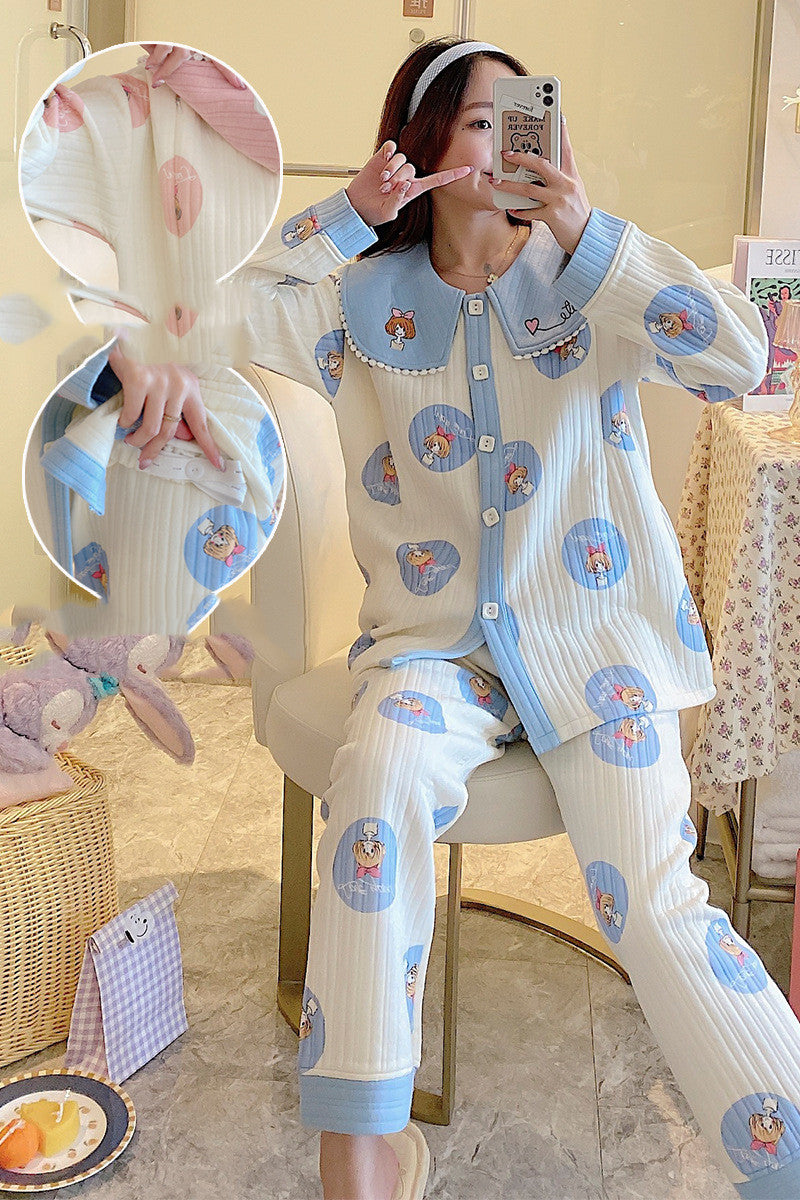 Maternity Pajamas Cotton Zipper Clothing