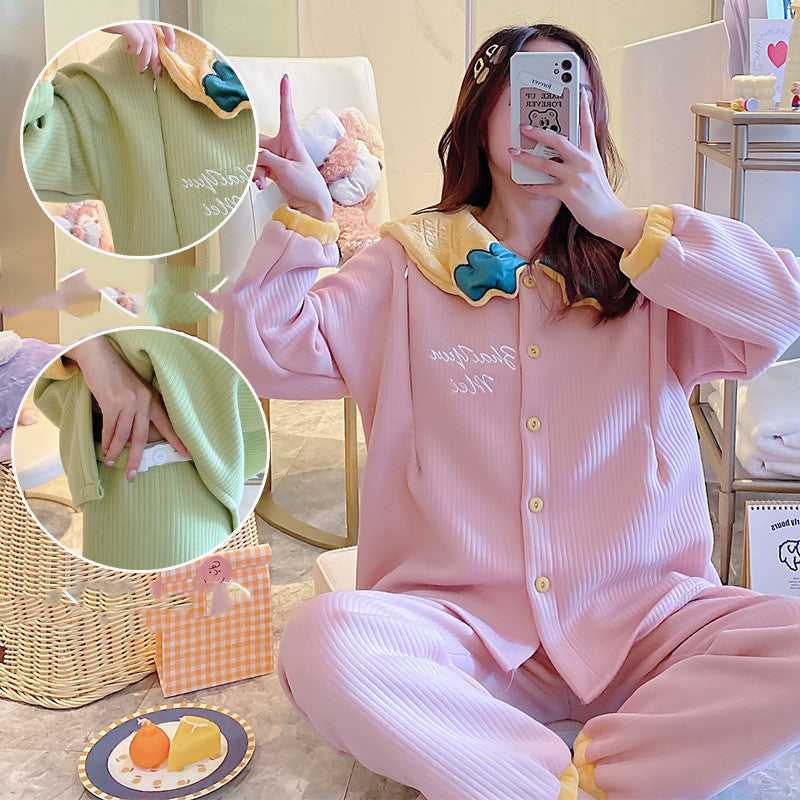 Maternity Pajamas Cotton Zipper Clothing