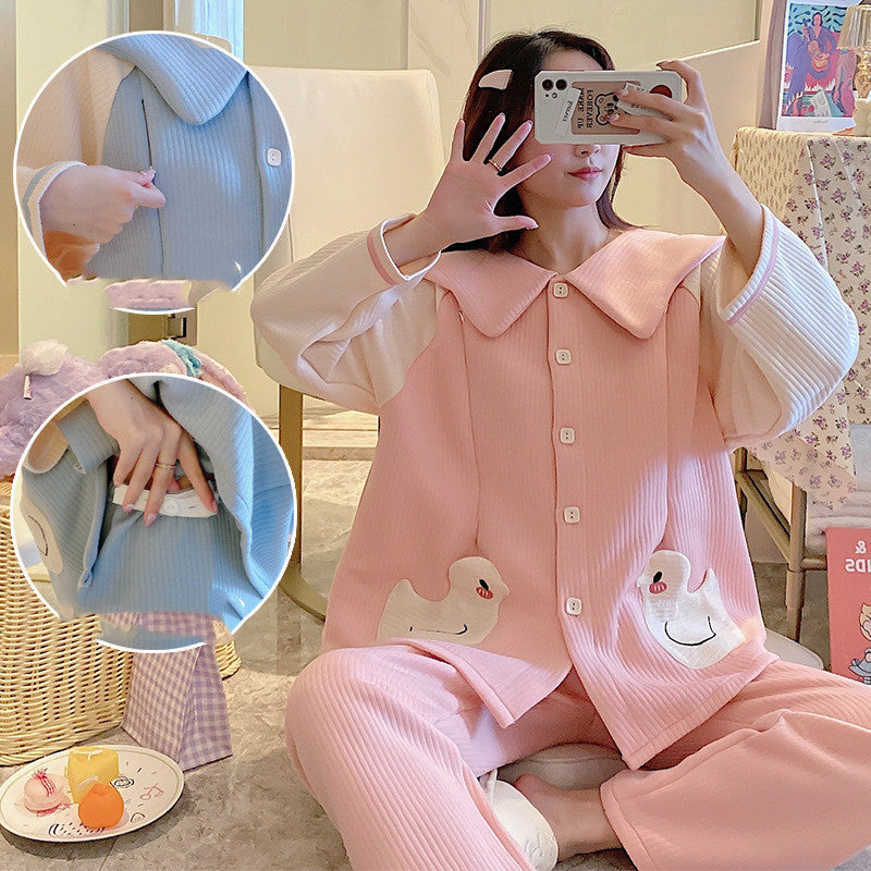 Maternity Pajamas Cotton Zipper Clothing