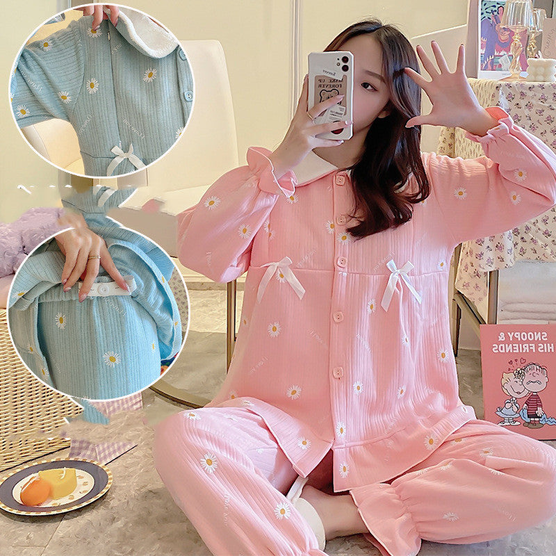 Maternity Pajamas Cotton Zipper Clothing