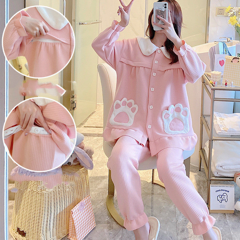 Maternity Pajamas Cotton Zipper Clothing