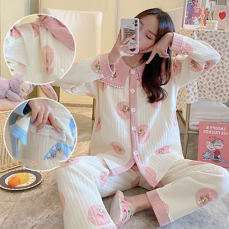 Maternity Pajamas Cotton Zipper Clothing