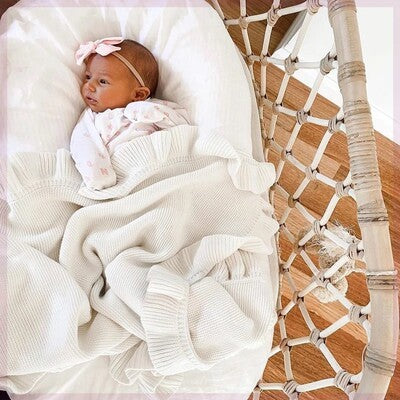 Knitted Baby Blankets Swaddle Wrap Ruffle