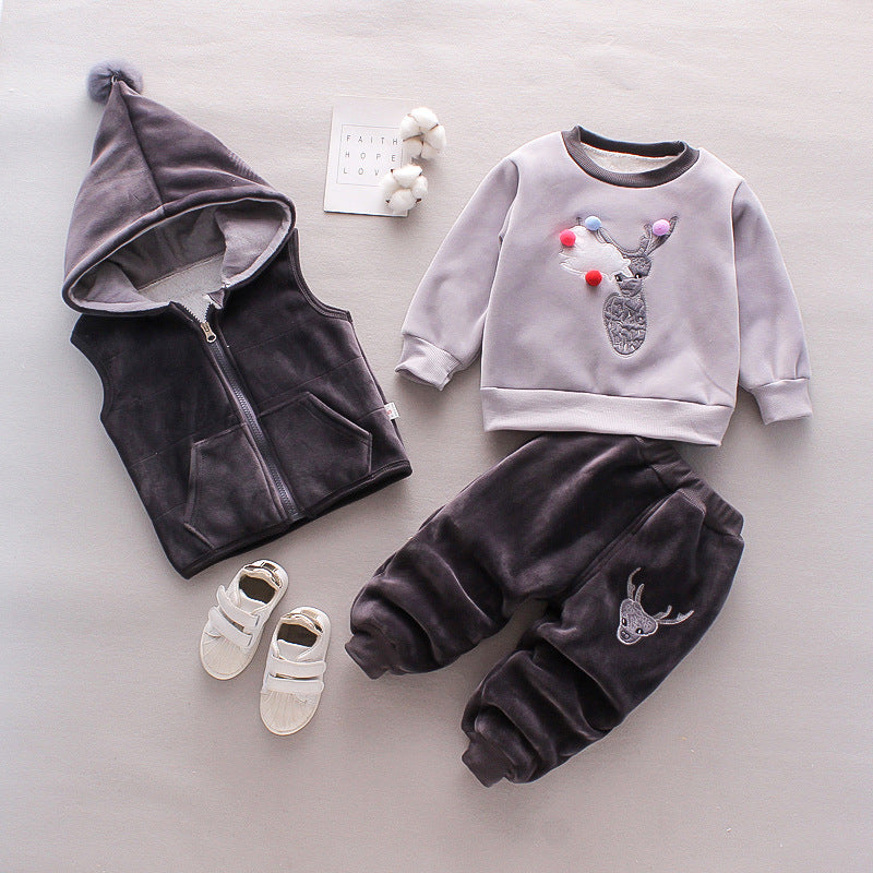 Baby Thickening Three-piece Clothing Set