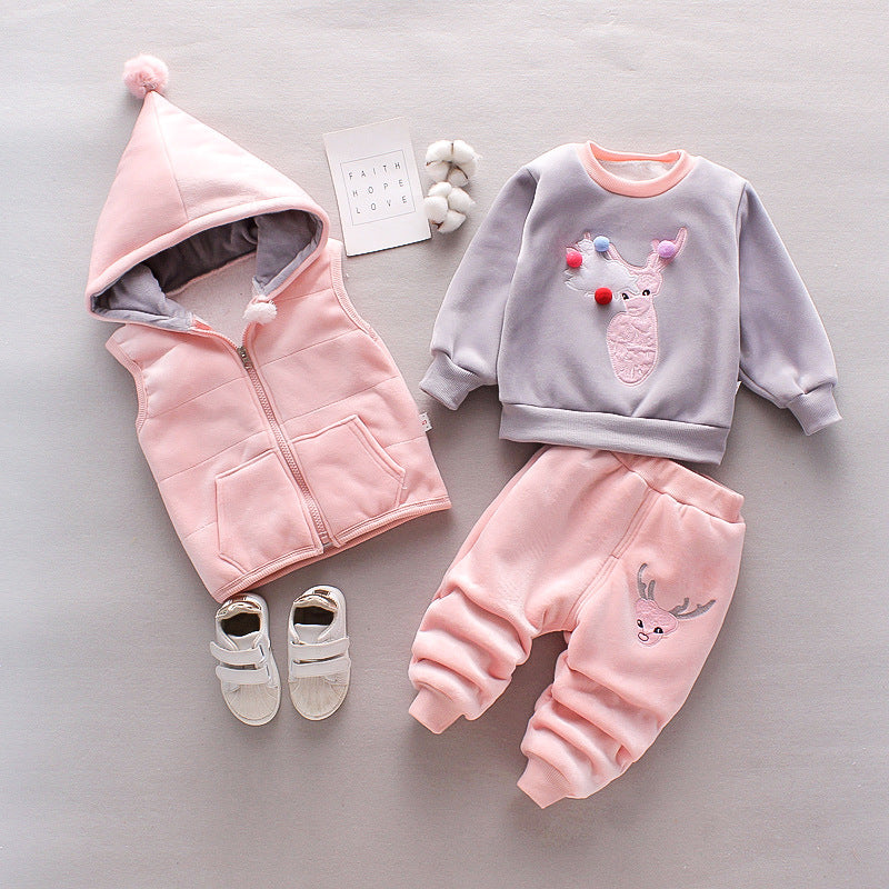 Baby Thickening Three-piece Clothing Set