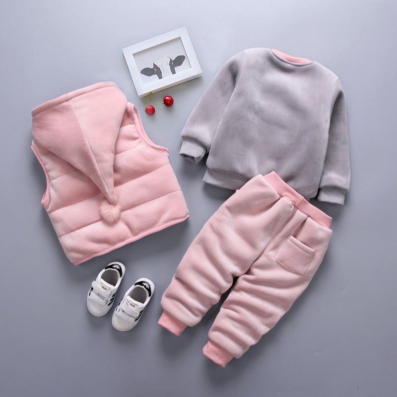 Baby Thickening Three-piece Clothing Set
