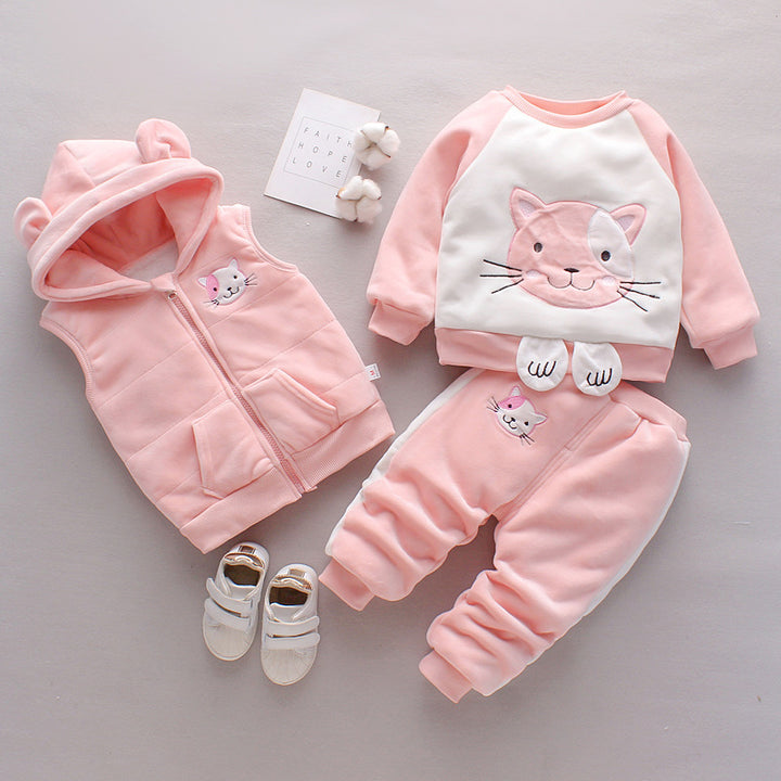 Baby Thickening Three-piece Clothing Set