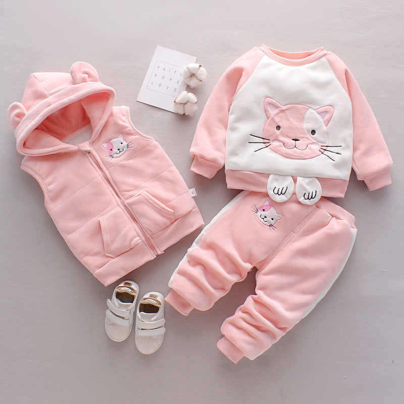 Baby Thickening Three-piece Clothing Set