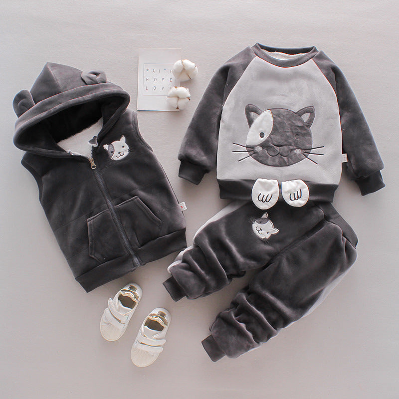Baby Thickening Three-piece Clothing Set