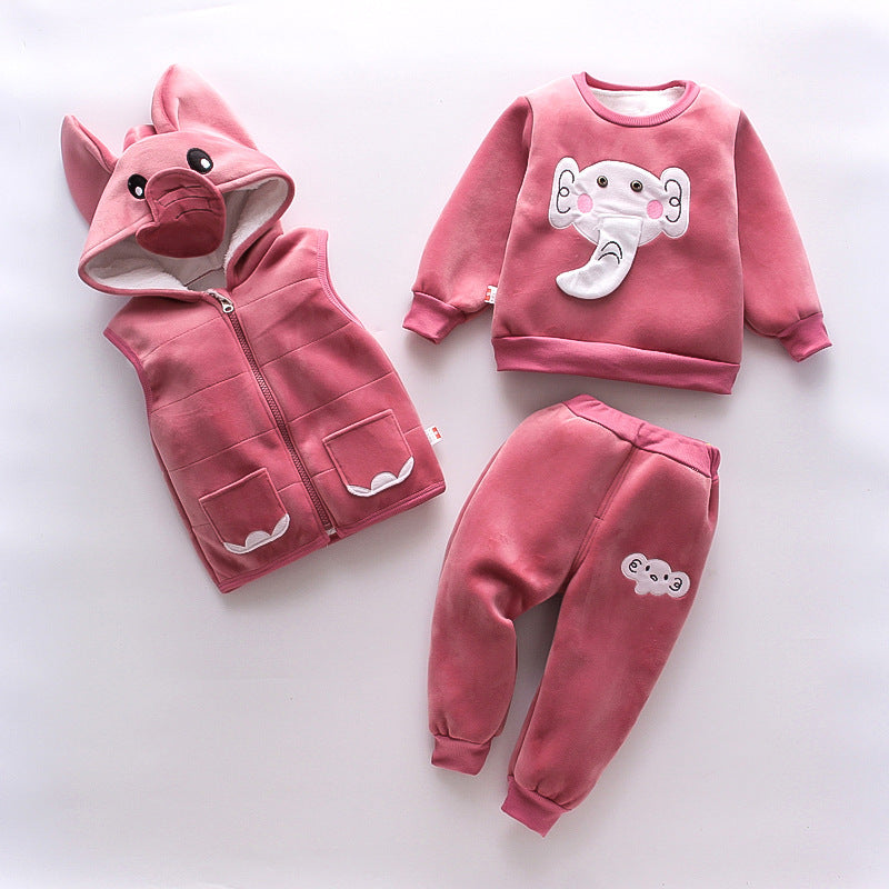 Baby Thickening Three-piece Clothing Set