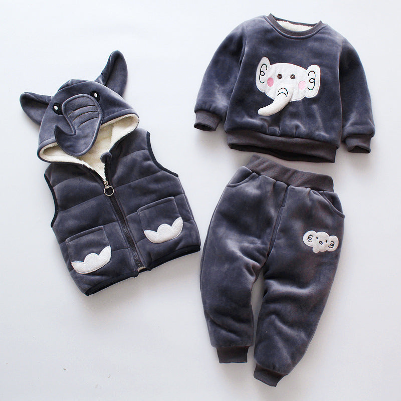 Baby Thickening Three-piece Clothing Set